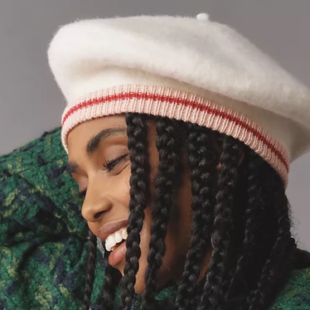 Anthropologie Varsity Striped Beret New